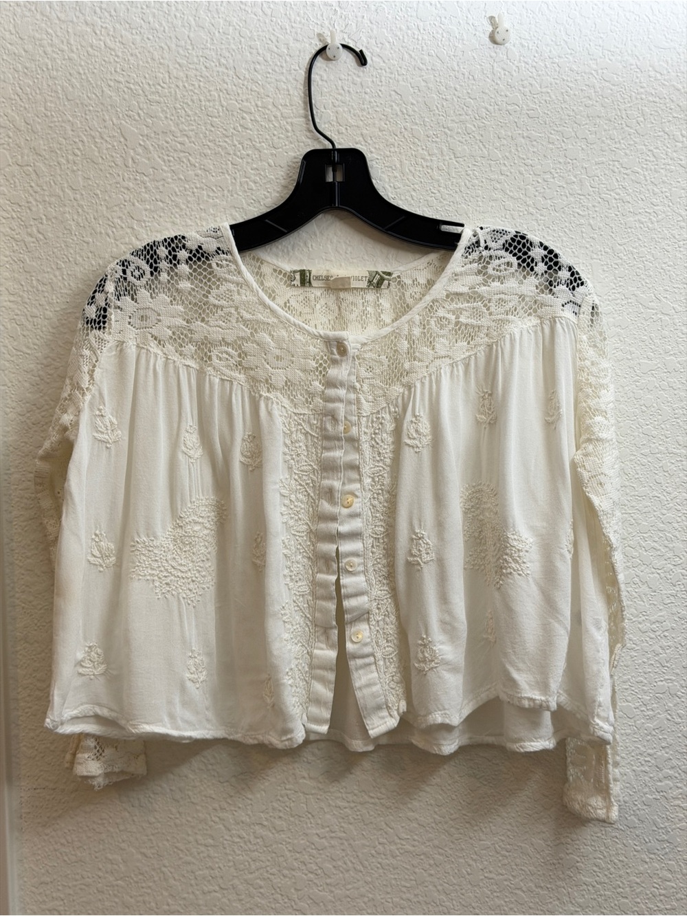Chelsea & Violet Ivory Lace Button-Down Blouse